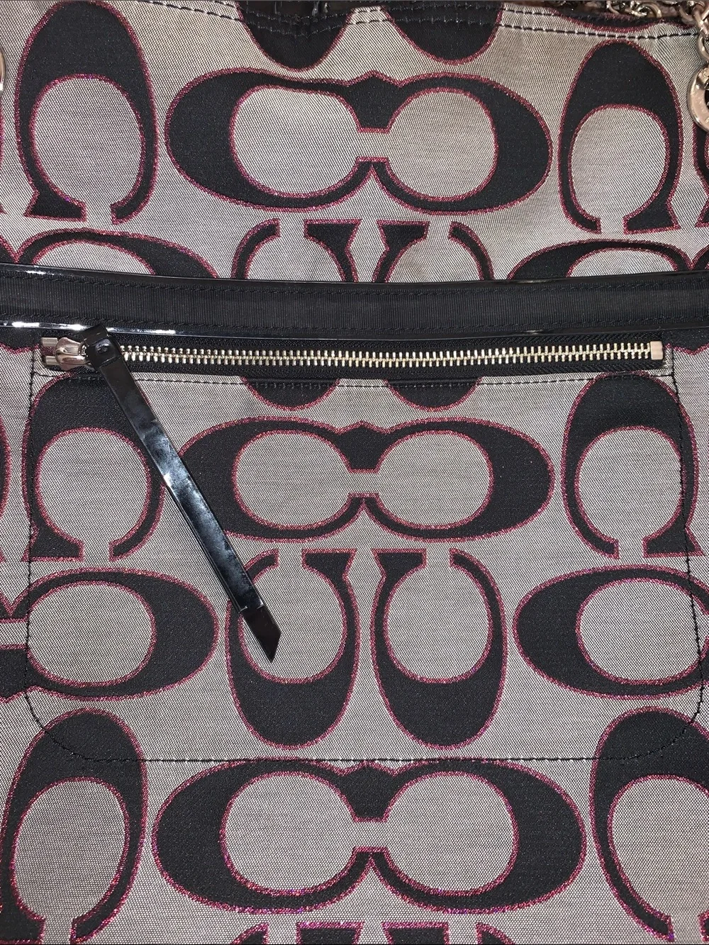 Coach Poppy Signature Grey and Black Tote with Pink Accents & 3 Hang Tags - Picture 4 of 14
